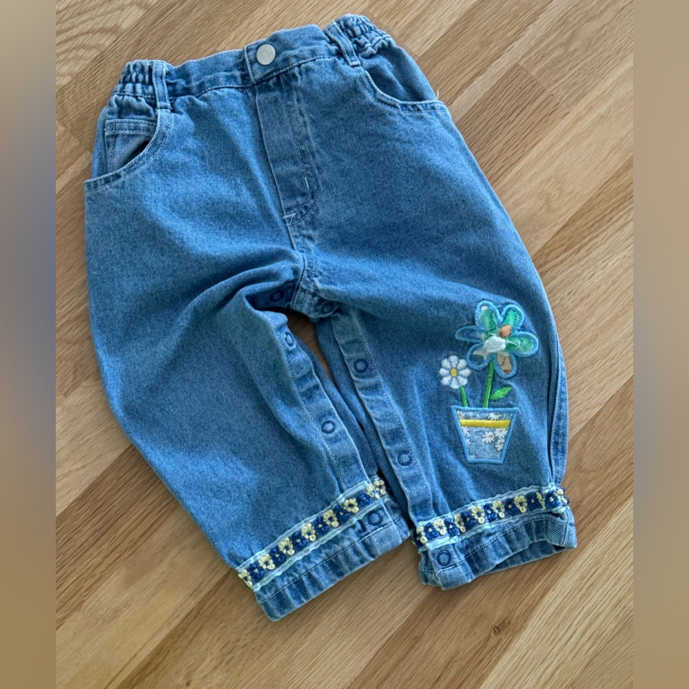 Vintage Baby Girl  Embroidered Jeans Size 18M